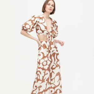 RHODE CROPPED PANT SET IN FREE SPIRIT BROWN PRINT